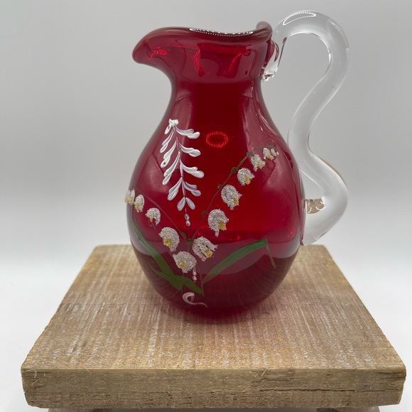 Destinations Collectibles Denmark Ruby Glass Stemmed Cup‎ and Blown Glass Vase - Picture 4 of 16
